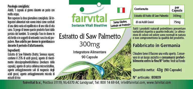 Estratto di Saw palmetto 300mg – 90 capsule