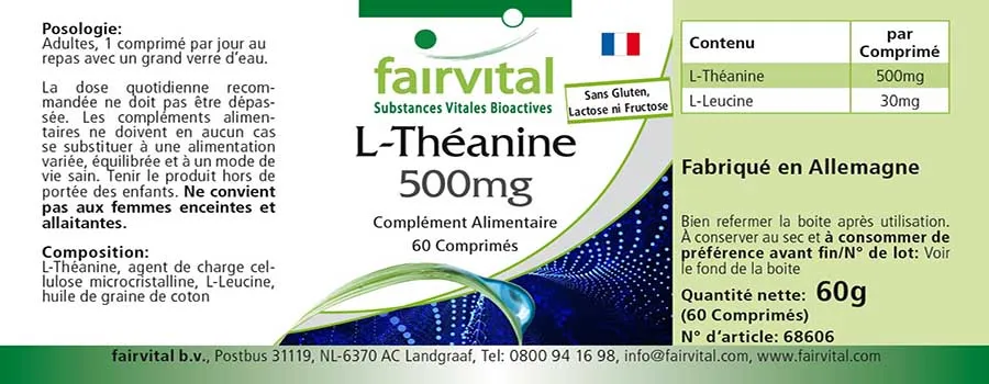 L-Théanine 500mg - 60 comprimés