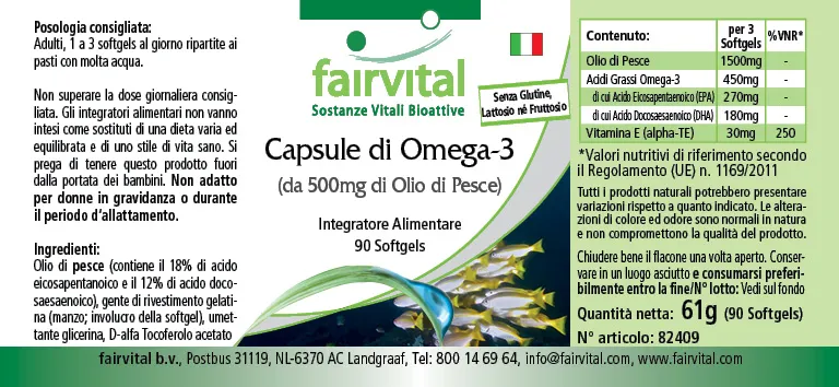 Omega-3-Kapseln aus 500mg Fischöl