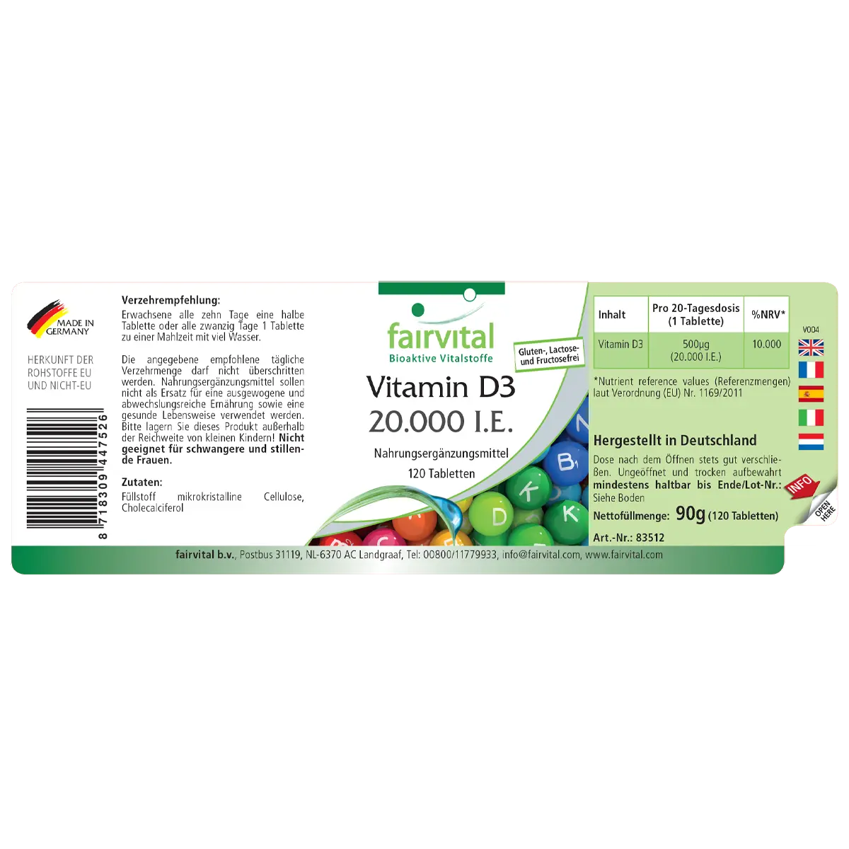 Vitamina D3 20000 U.I. – 120 Compresse