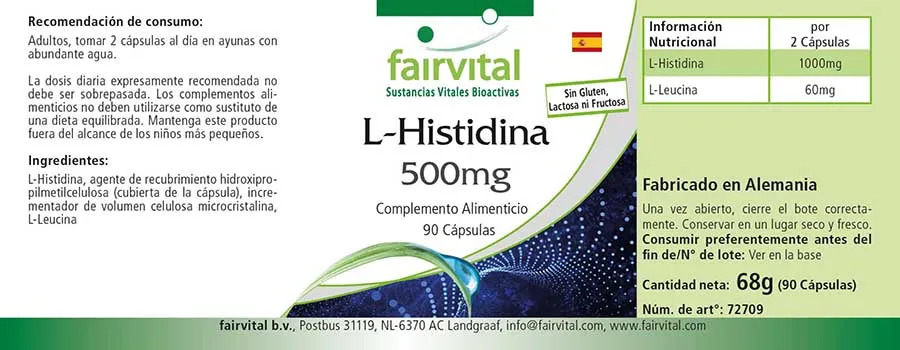 L-Histidine 500 mg - 90 capsules