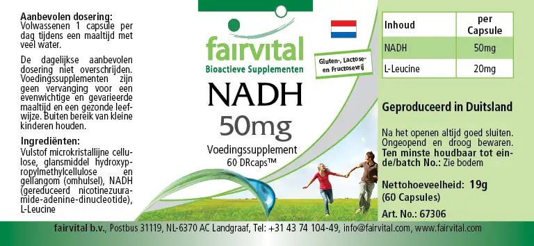 NADH 50mg – 60 Capsules - Delayed release