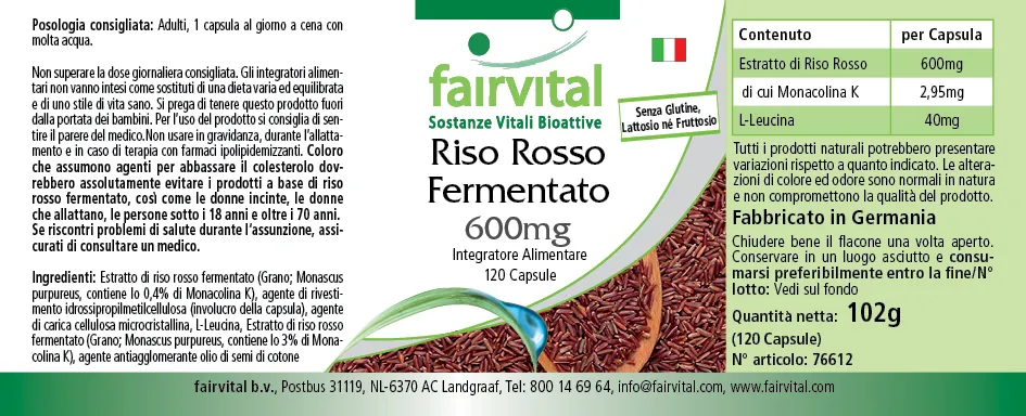 Riso rosso fermentato 600 mg