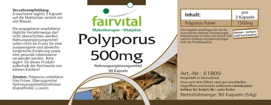 Polyporus 500mg - le champignon pur - 90 gélules