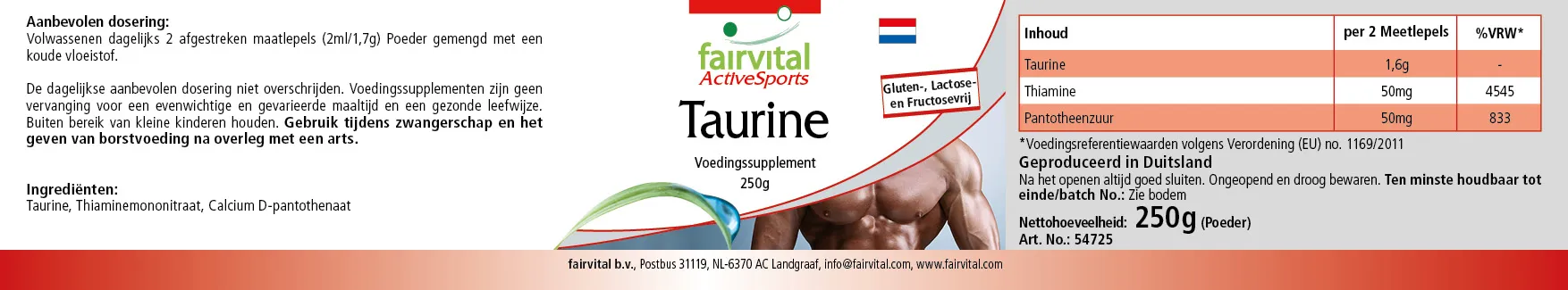 Taurine powder plus B1 & B5 - 250g