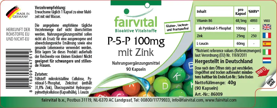 P-5-P 100 mg con Zinco – Vitamina B6 attiva – 90 capsule
