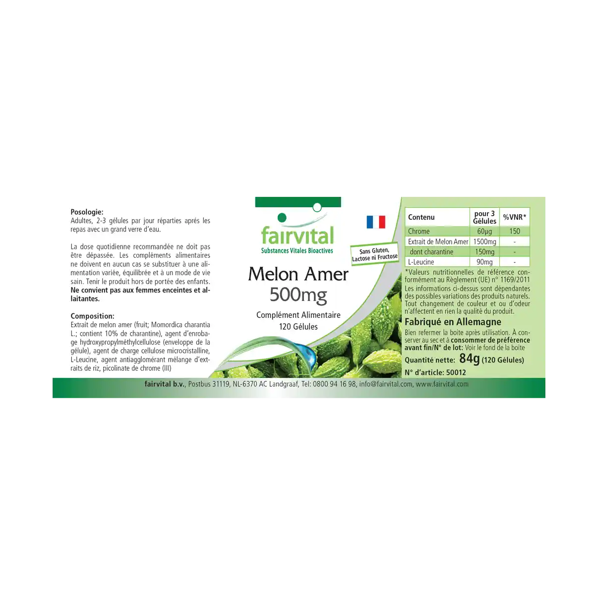 Bitter melon extract 500mg with chromium - 120 capsules