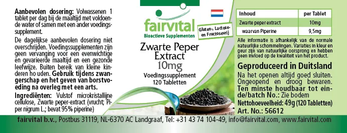 Zwarte peper extract 10mg