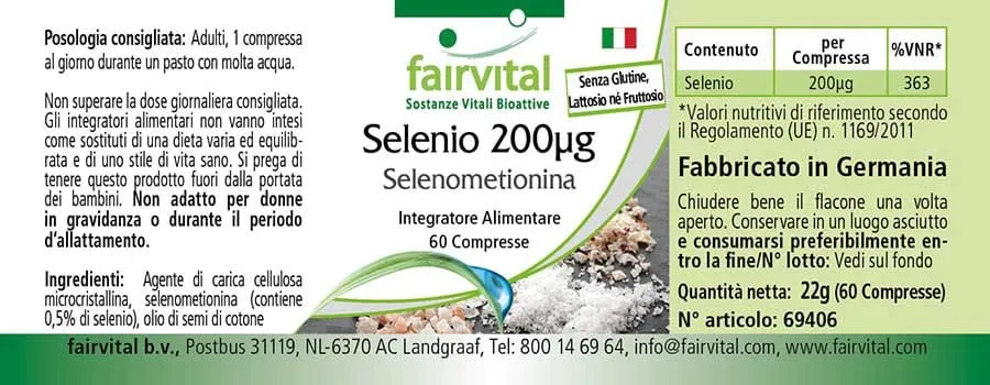 Selen 200µg aus Selenomethionin - 60 Tabletten