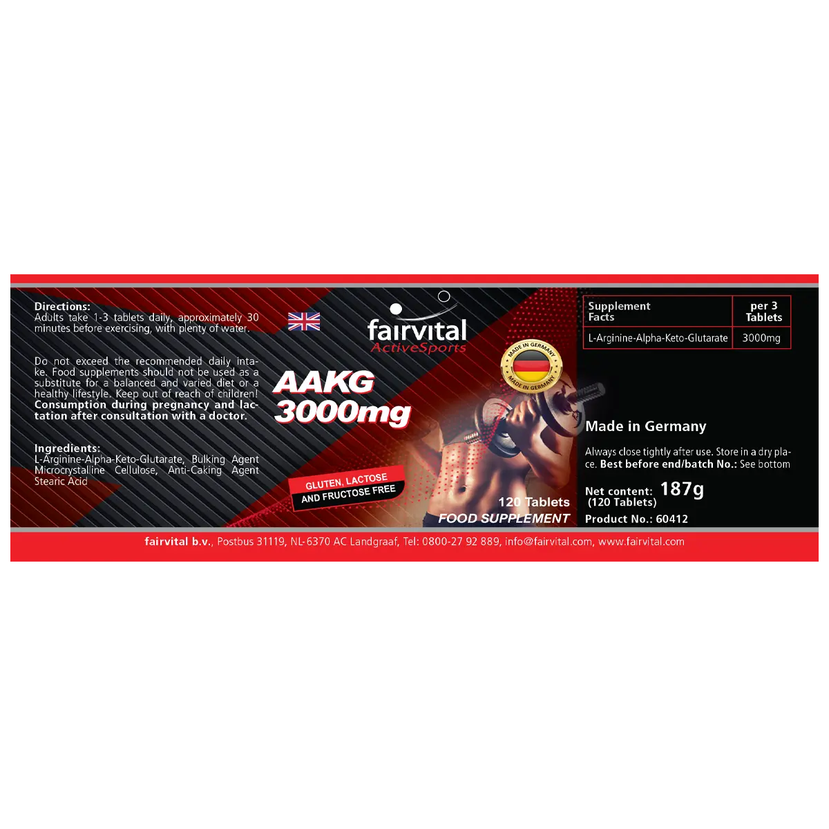 AAKG 3000mg L-Arginine alfa-ketoglutaraat - 120 tabletten