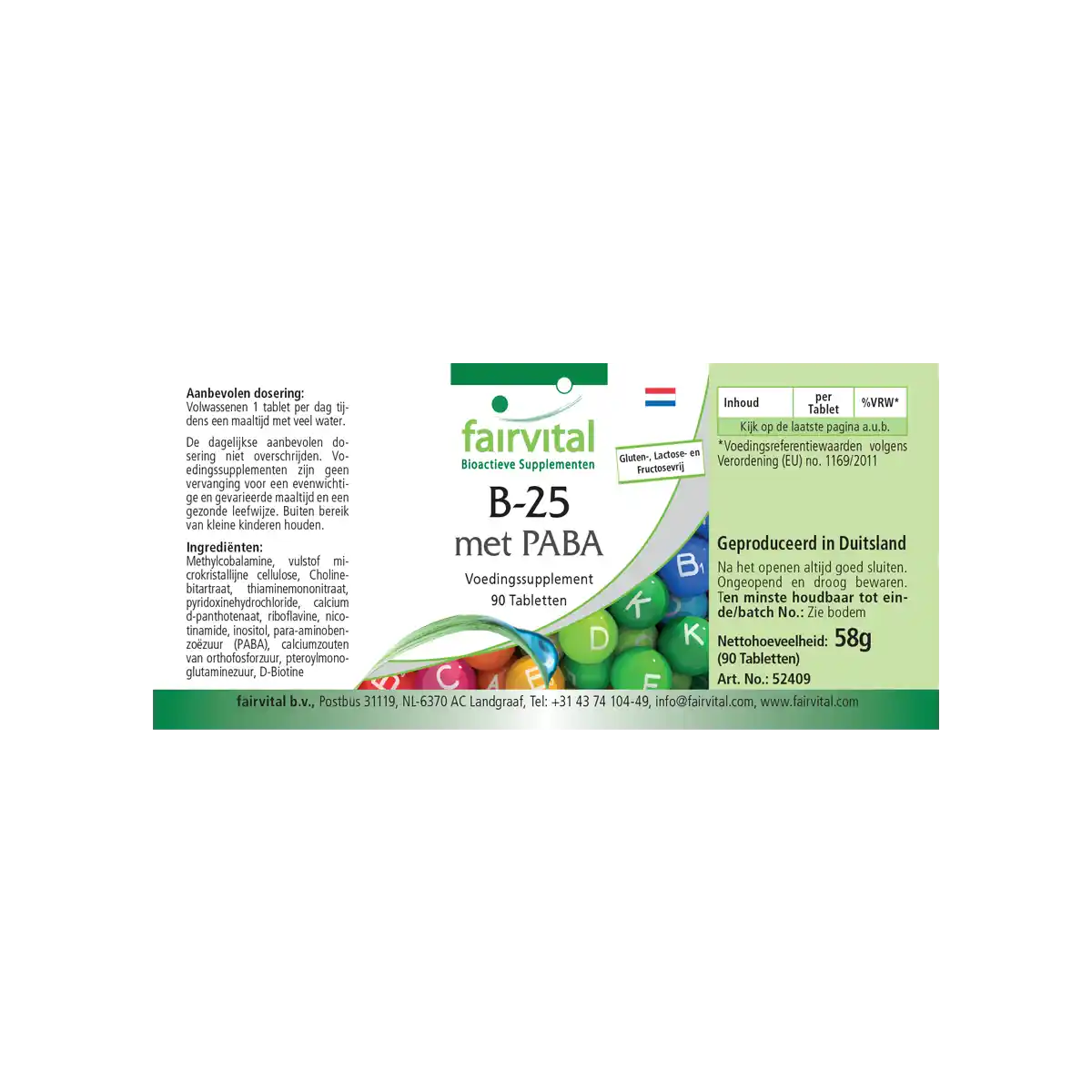 Vitamina B Complex B-25 con PABA - 90 Compresse