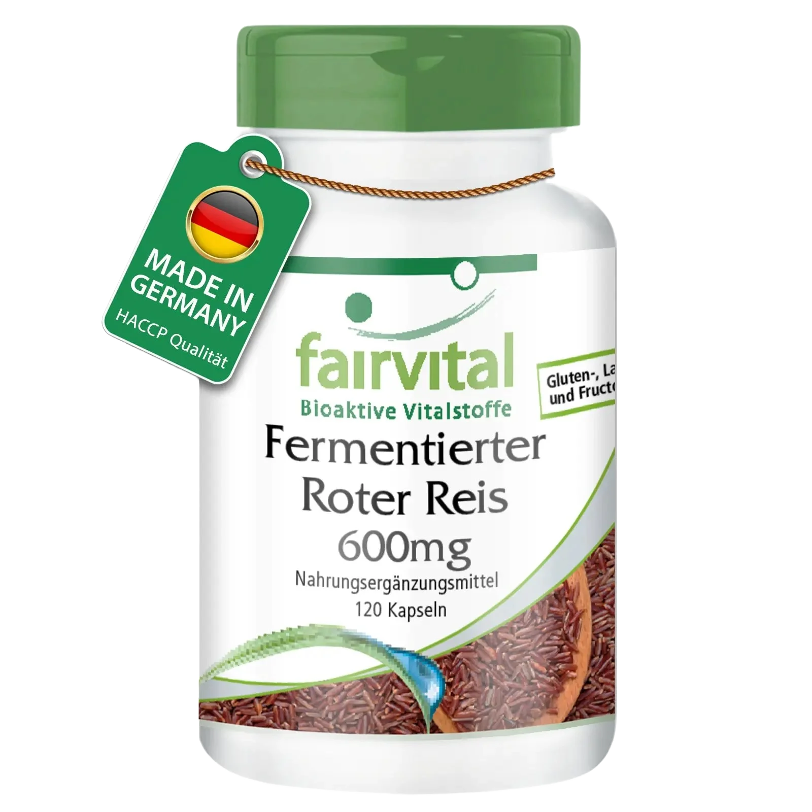 Fermentierter Roter Reis 600mg - 120 Kapseln - Monascus purpureus - mit Monacolin K - Vegan | Fairvital Fermentierter Roter Reis 600mg - 120 Kapseln - Monascus purpureus - mit Monacolin K - Vegan | Fairvital