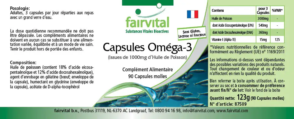 Capsule di Omega-3 da 1000mg di olio di pesce - 90 Softgels