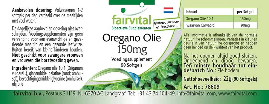 Oregano-olie 150mg - 90 softgels