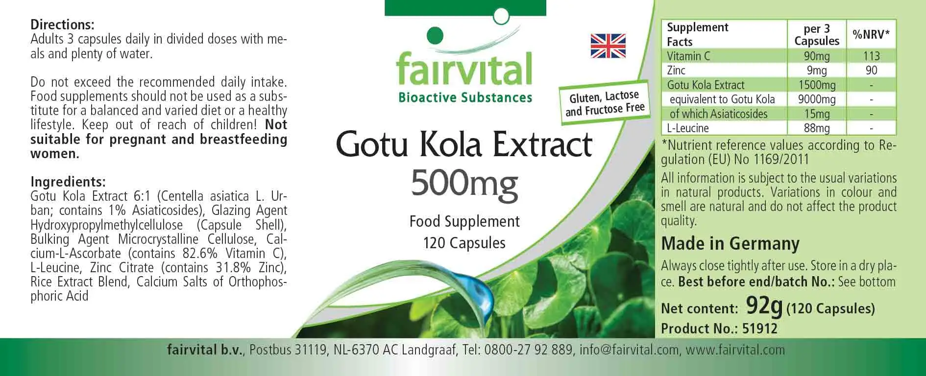 Estratto di Gotu Kola 500mg - 120 Capsule