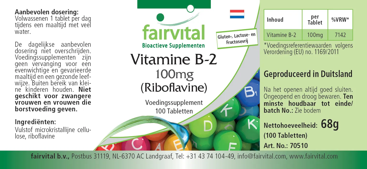 Vitamin B-2 Riboflavin - 100 tablets