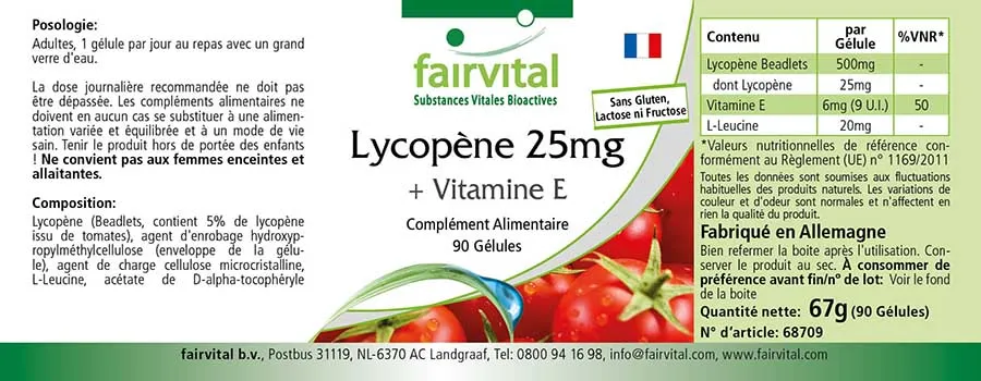 Lycopeen 25mg + Vitamine E - 90 capsules