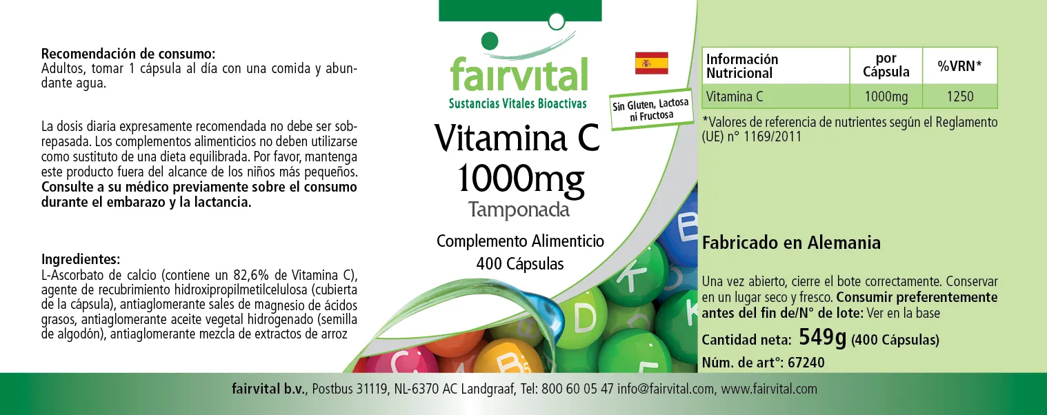 Vitamine C 1000mg in gebufferde vorm - 400 capsules