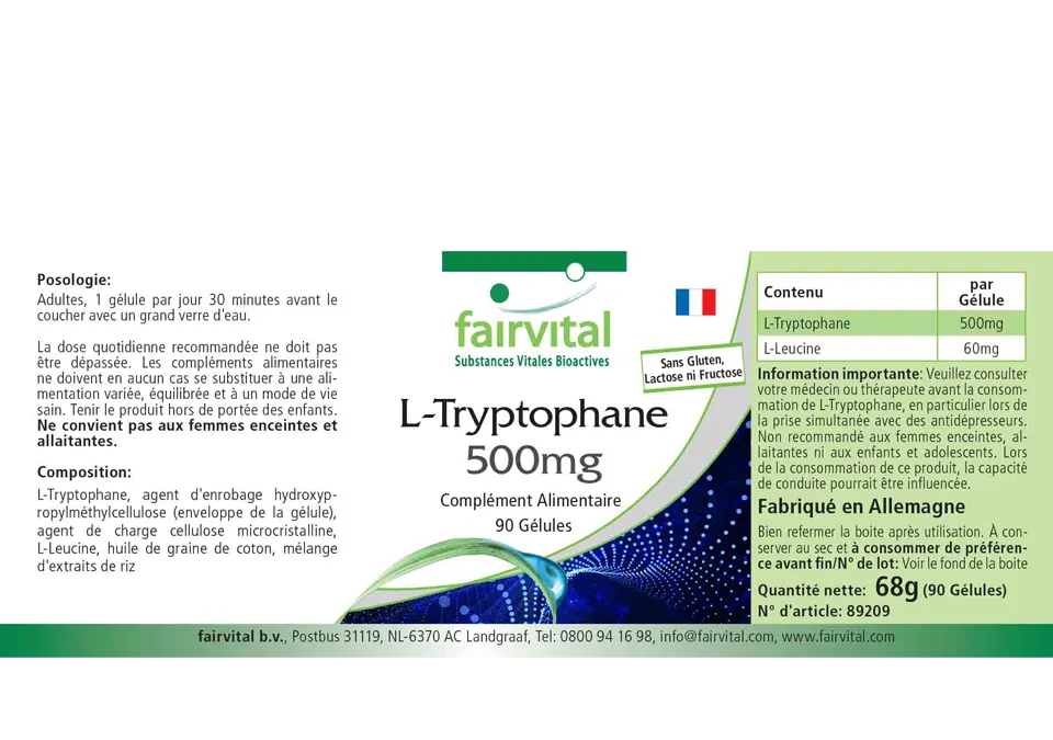 L-Triptofano 500mg - 90 capsule