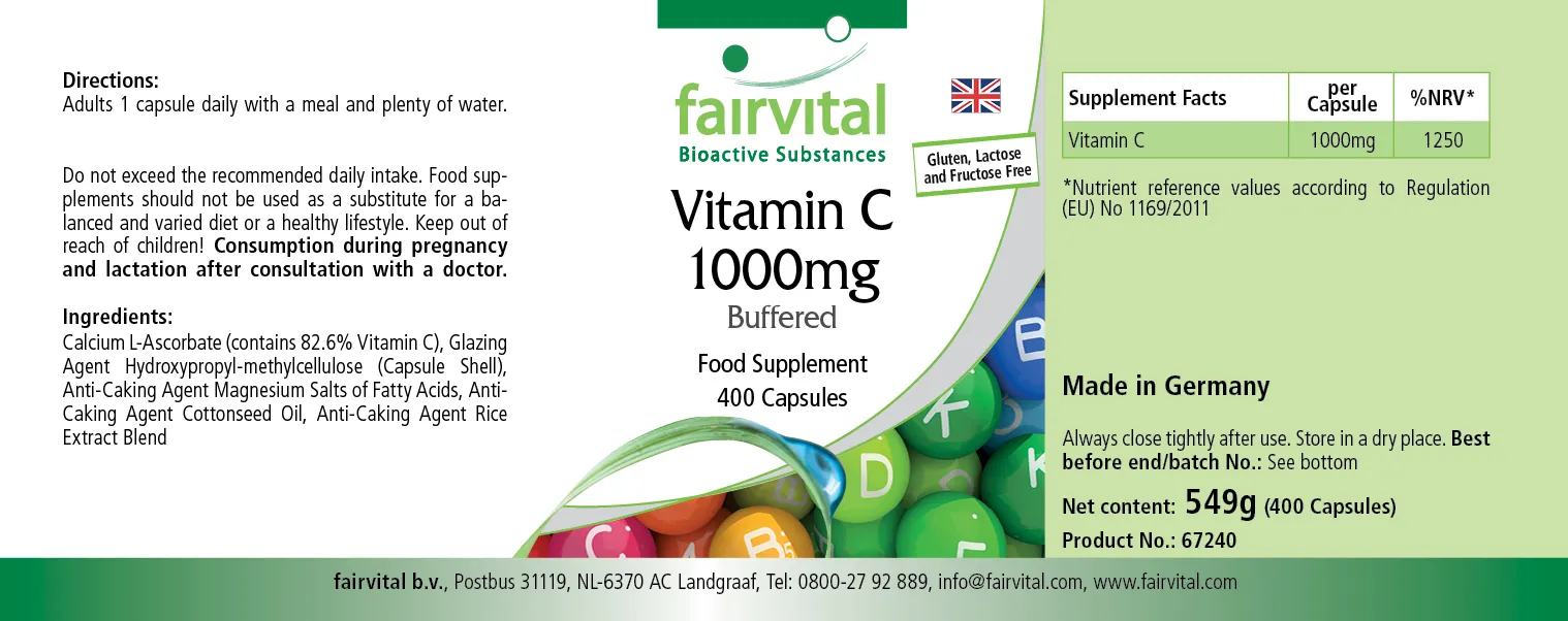 Vitamine C 1000mg in gebufferde vorm - 400 capsules