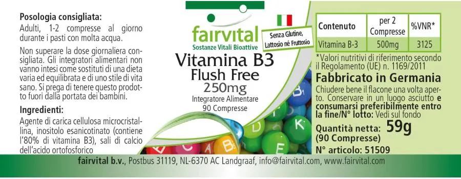 Vitamin B3 Flush Free 250mg - 90 Compresse
