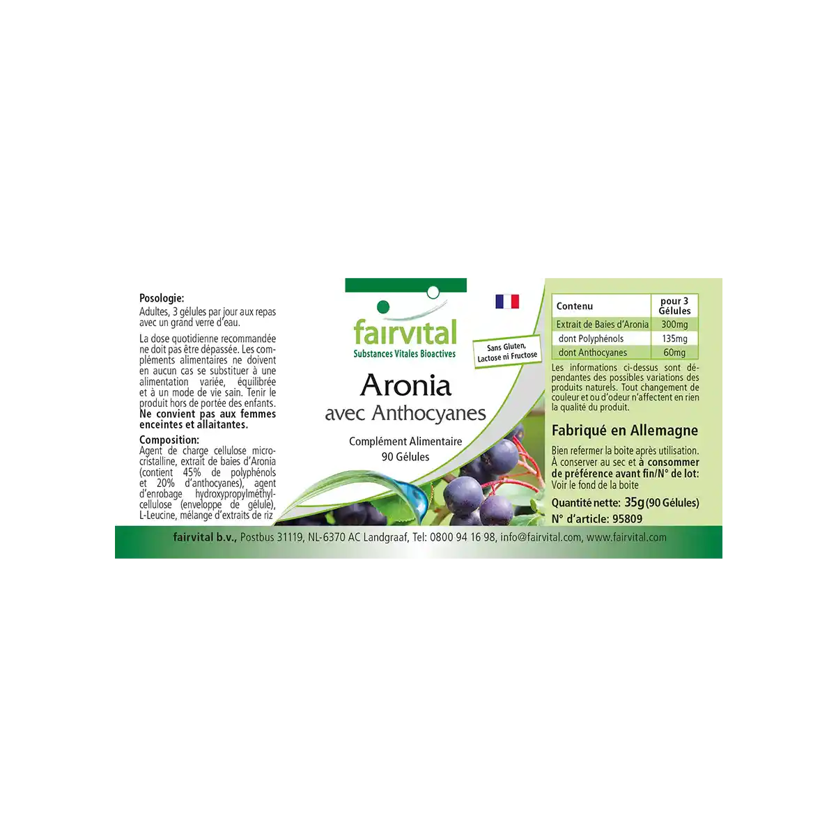 Aronia gélules avec anthocyanes 90 gélules