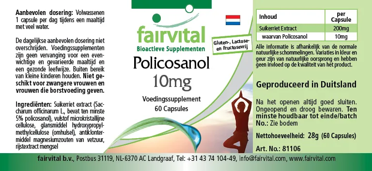 Policosanol 10mg - 60 gélules Policosanol 10mg - 60 gélules
