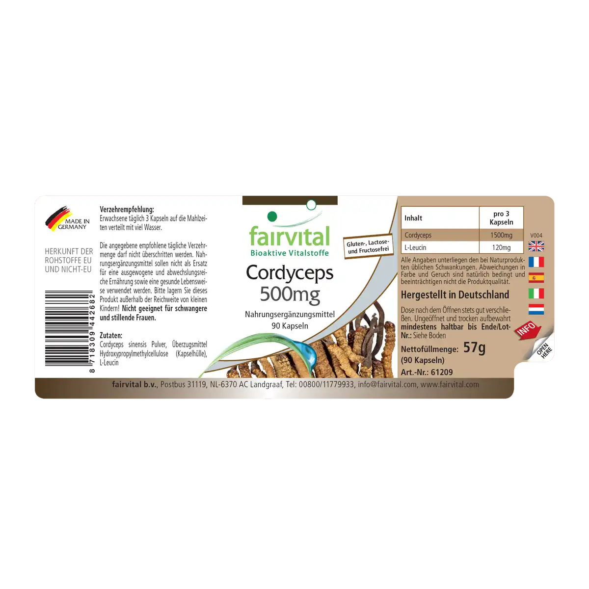 Cordyceps 500mg - 90 Kapseln - Cordyceps Sinensis (Raupenpilz) - Hochdosiert und Vegan | Fairvital Cordyceps 500mg - 90 Kapseln - Cordyceps Sinensis (Raupenpilz) - Hochdosiert und Vegan | Fairvital