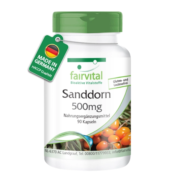 Sanddorn 500mg - 90 Kapseln - Hochdosiert und Vegan | Fairvital