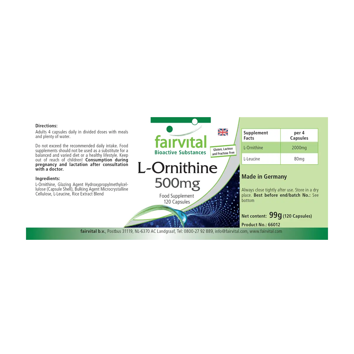 L-ornithine 500mg - 120 capsules