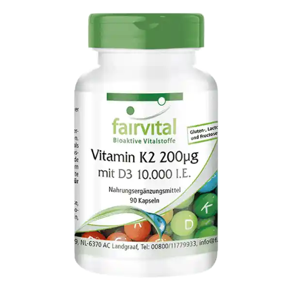 Vitamine K2 200µg met D3 10000 I.U. - 90 capsules