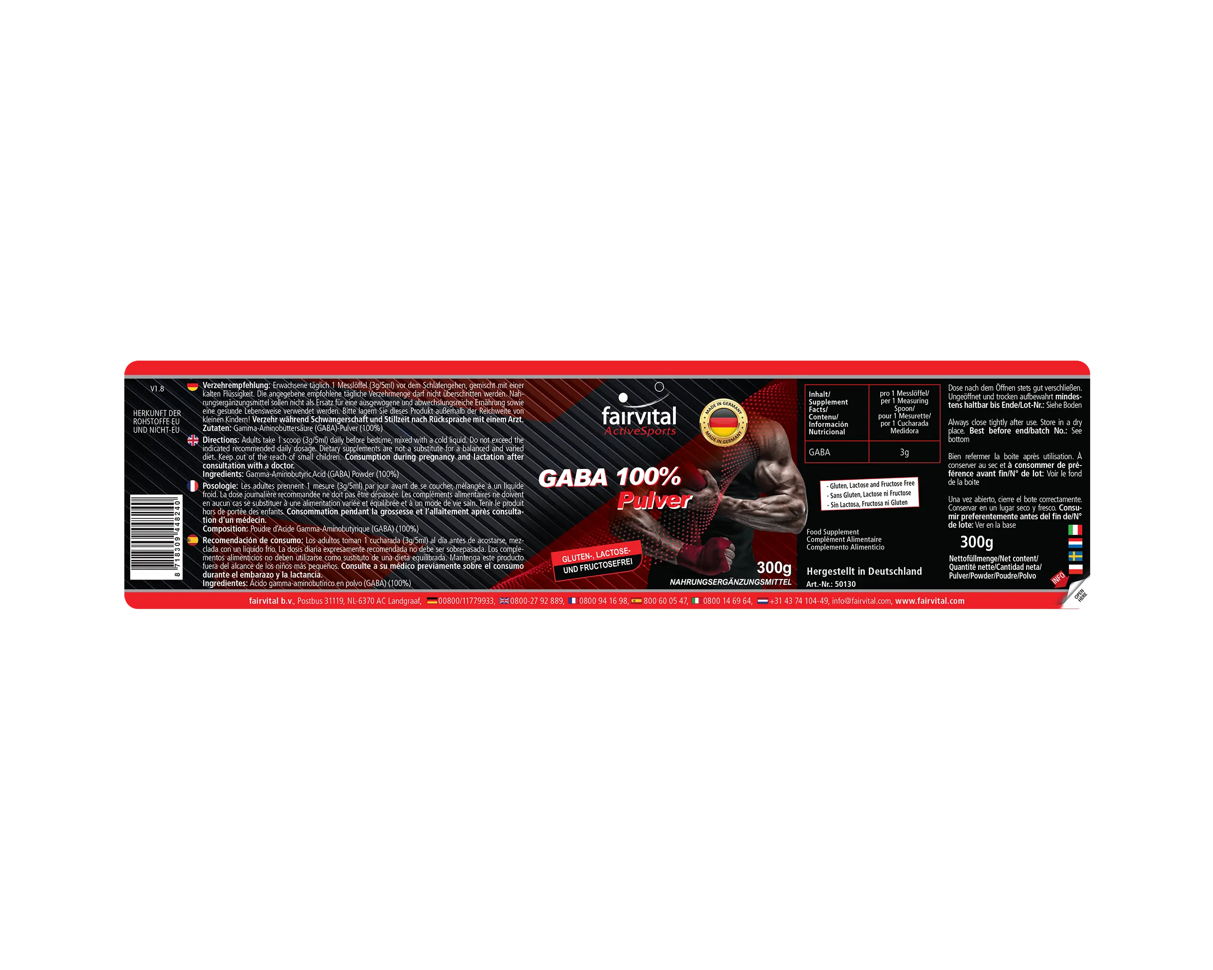 GABA 300g Pulver - 100% reine Gamma-Aminobuttersäure - Vegan | Fairvital GABA 300g Pulver - 100% reine Gamma-Aminobuttersäure - Vegan | Fairvital