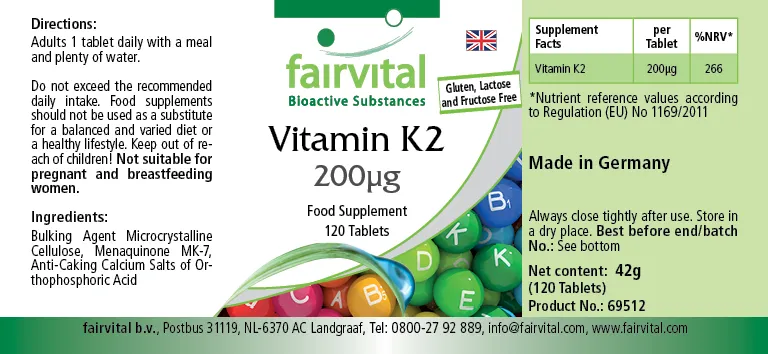 Vitamin K2 200µg - 120 vegan tablets