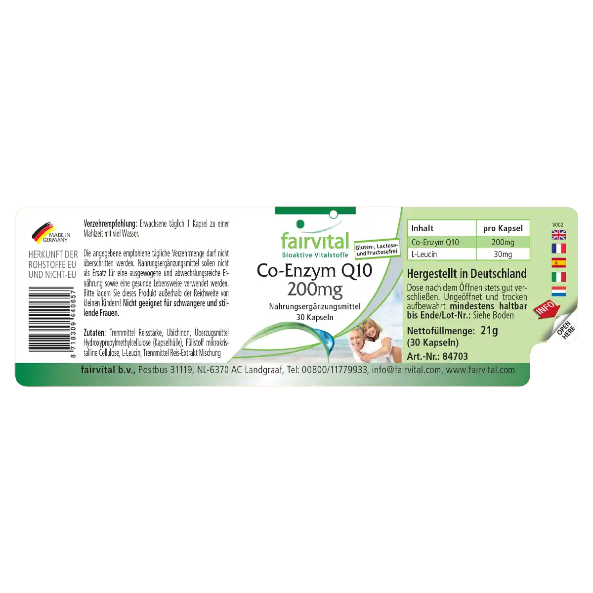 Co-Enzym Q10 200mg - 30 Kapseln - CoQ10 Ubiquinon Kapseln - Hochdosiert und Vegan | Fairvital Co-Enzym Q10 200mg - 30 Kapseln - CoQ10 Ubiquinon Kapseln - Hochdosiert und Vegan | Fairvital