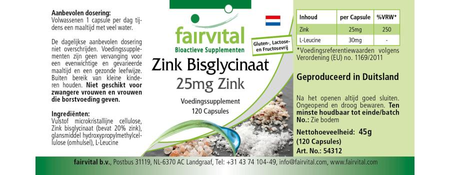 Zinkbisglycinat mit 25mg Zink