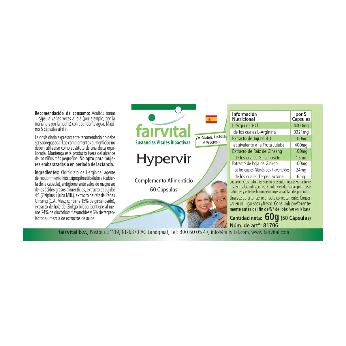 Hypervir - 60 Kapseln - mit Gingko & Ginseng - Hochdosiert und Vegan | Fairvital Hypervir - 60 Kapseln - mit Gingko & Ginseng - Hochdosiert und Vegan | Fairvital
