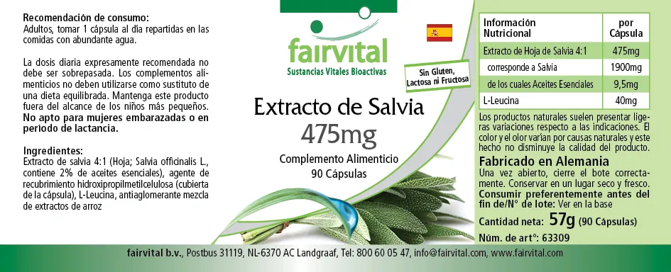 Estratto di salvia 475 mg - 90 capsule