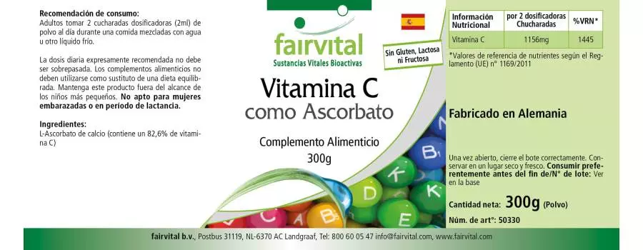 Vitamine C poeder als ascorbaat