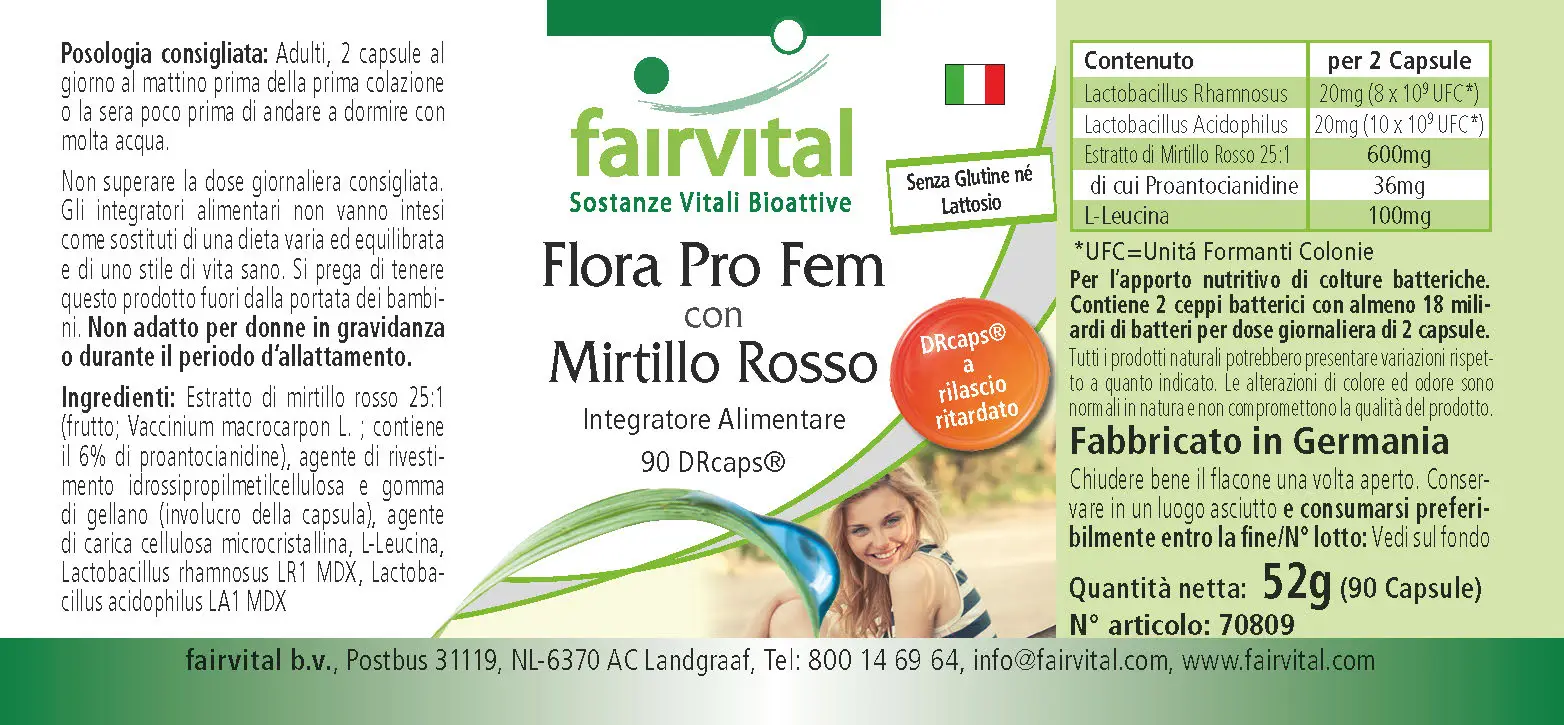 Flora Pro Fem avec Cranberry - 90 DRcapsule