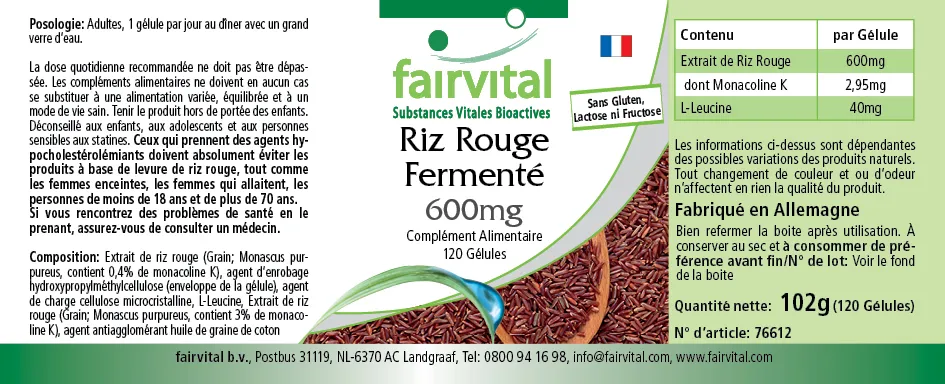 Riz rouge fermenté 600mg