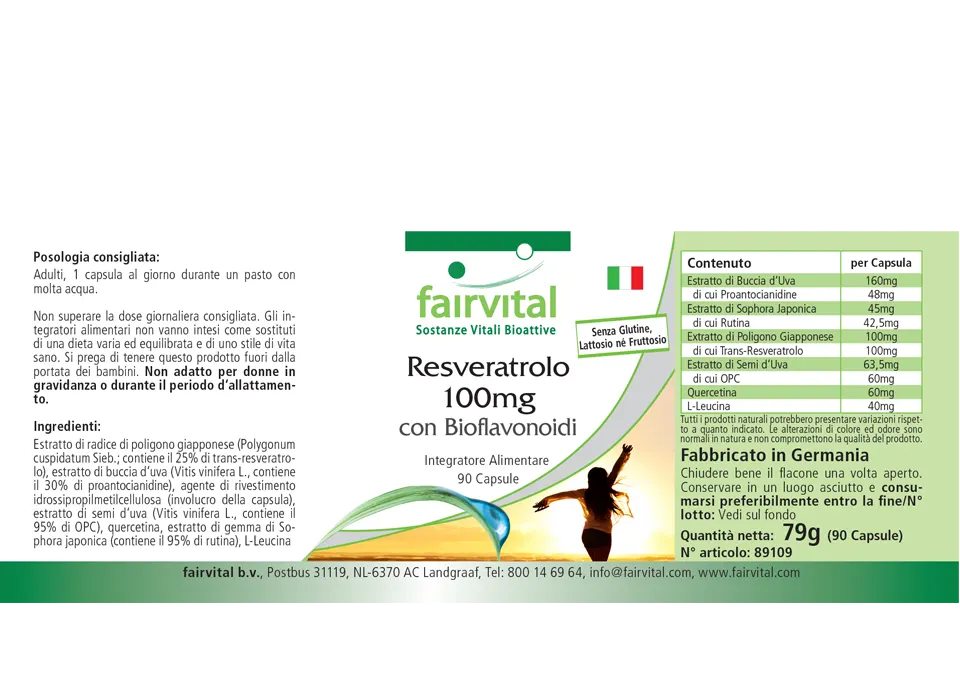 Resveratrol 100mg mit Bioflavonoiden - 90 Kapseln - Hochdosiert und Vegan | Fairvital Resveratrol 100mg mit Bioflavonoiden - 90 Kapseln - Hochdosiert und Vegan | Fairvital