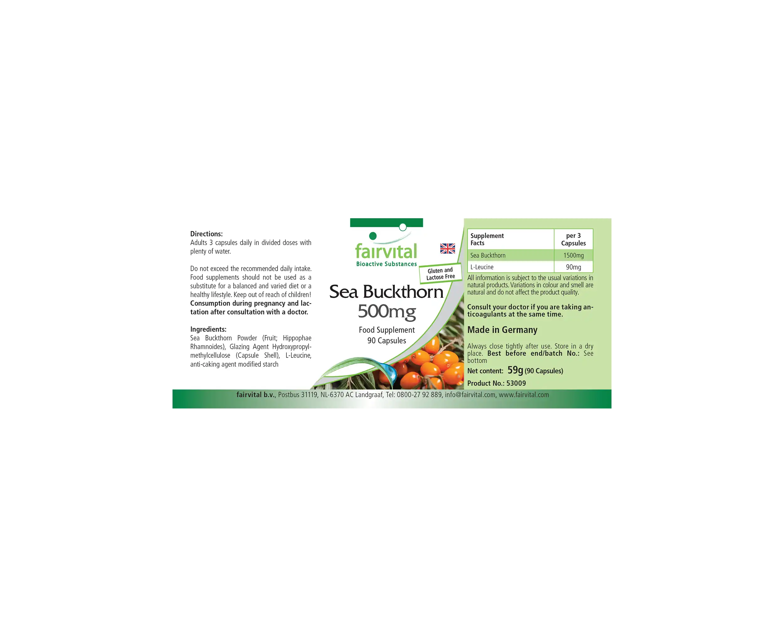 Sanddorn 500mg - 90 Kapseln - Hochdosiert und Vegan | Fairvital Sanddorn 500mg - 90 Kapseln - Hochdosiert und Vegan | Fairvital
