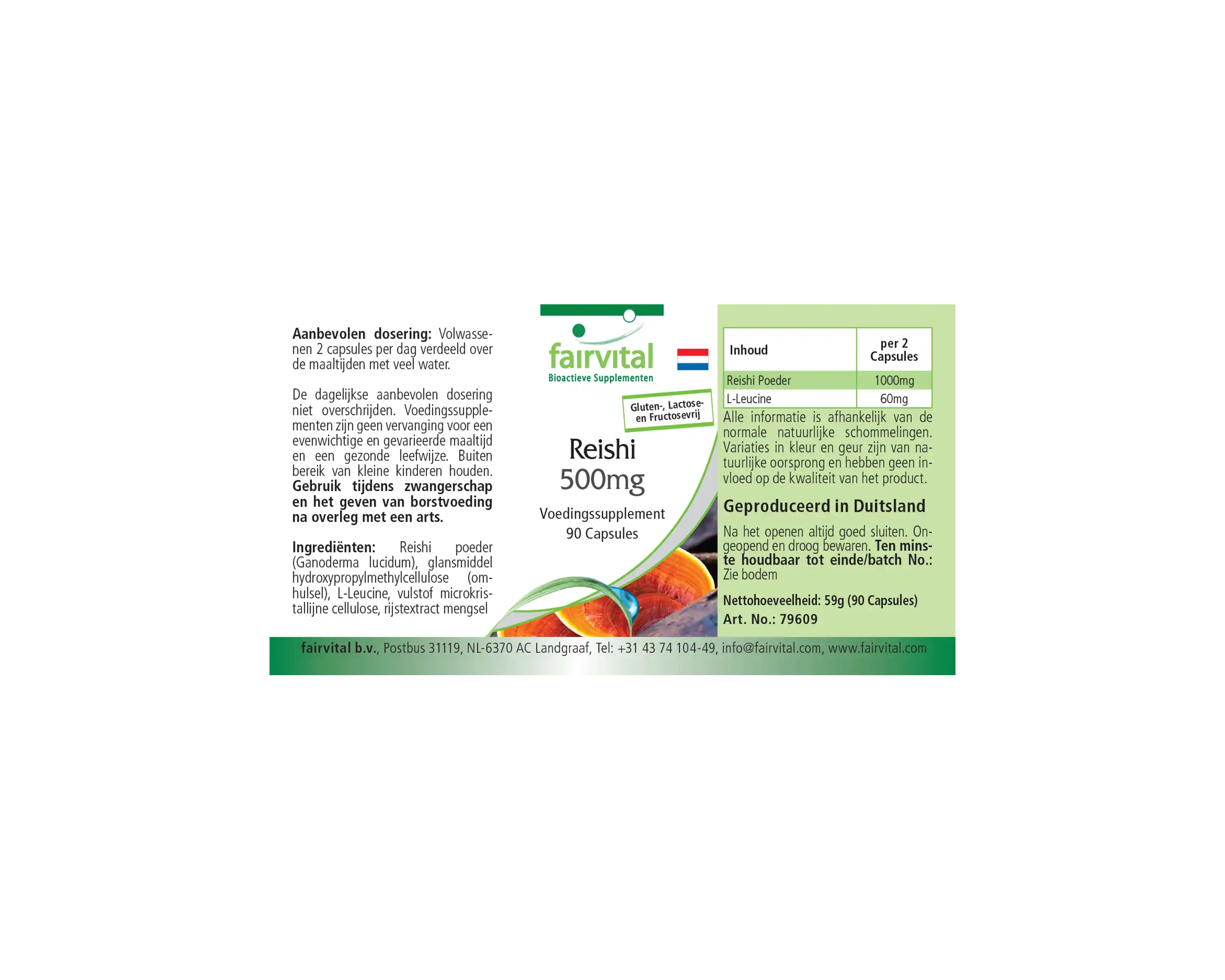 Reishi 500mg - 90 Kapseln - Ganoderma lucidum Pilzpulver - Hochdosiert und Vegan | Fairvital