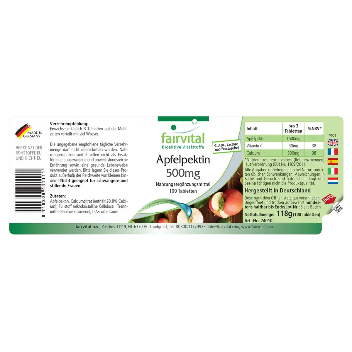 Apfelpektin 500mg