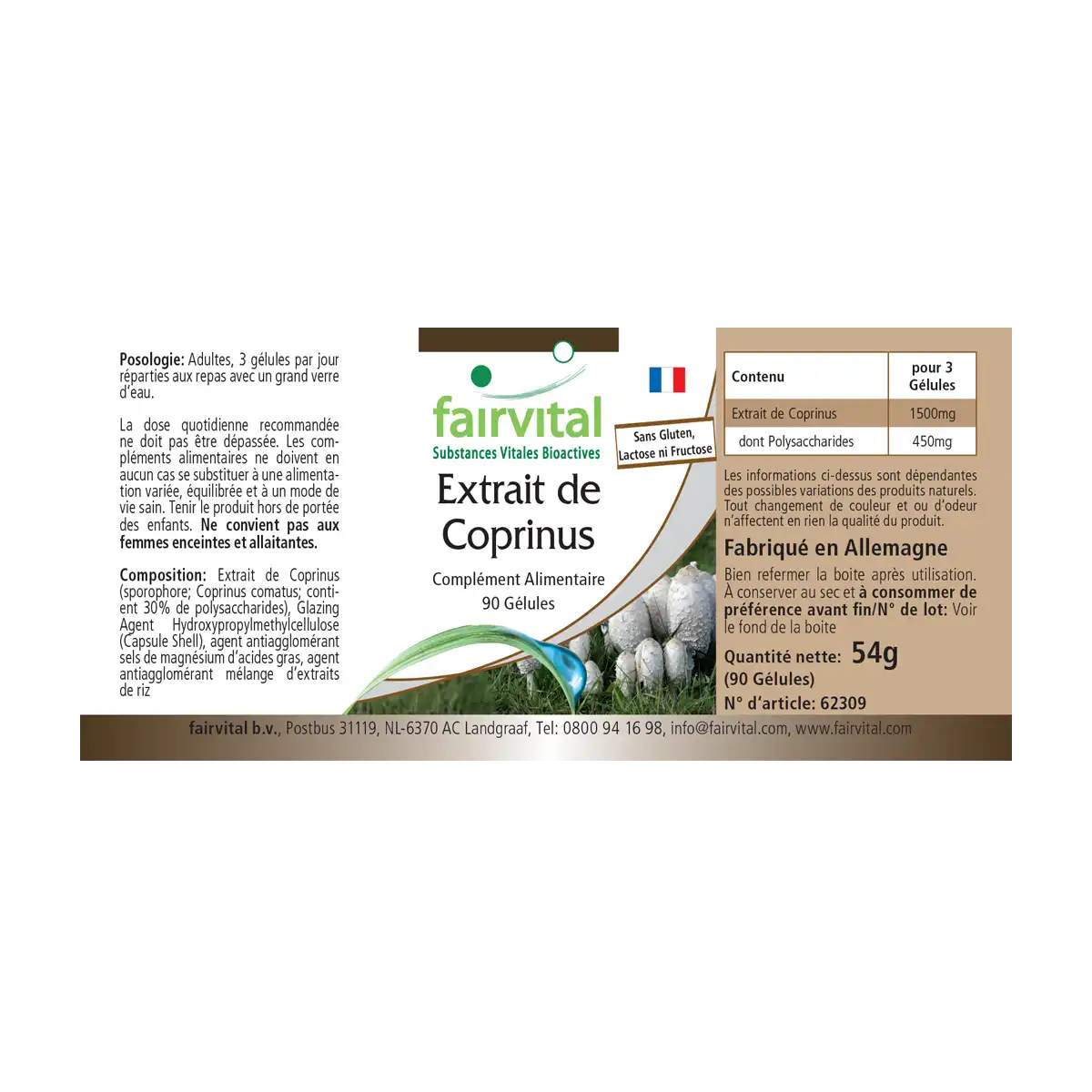Coprinus Extrakt 500mg - 90 Kapseln - Schopftintling Kapseln - Coprinus comatus (Spargelpilz) - 30% Polysaccharide| Fairvital Coprinus Extrakt 500mg - 90 Kapseln - Schopftintling Kapseln - Coprinus comatus (Spargelpilz) - 30% Polysaccharide| Fairvital