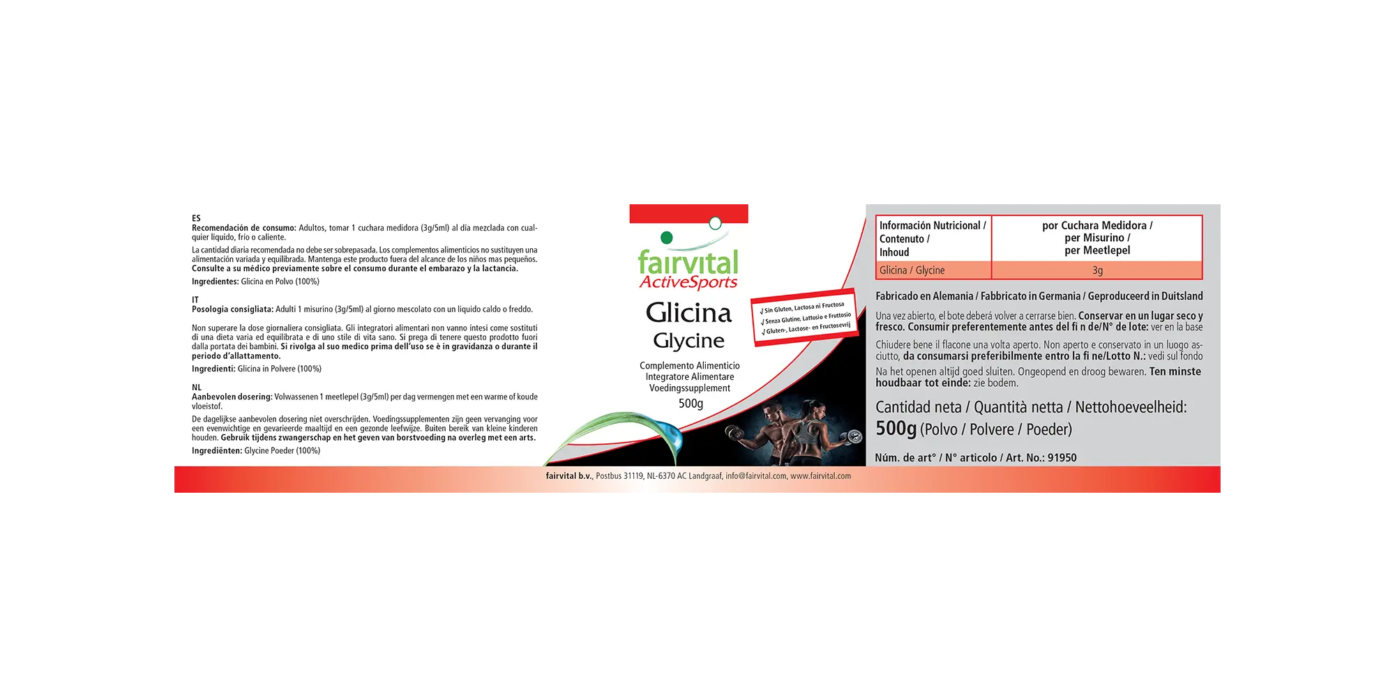 Glycin Pulver 500g - Aminosäure - Active Sports - 100% reines Glycin-Pulver ohne Zusatzstoffe - Vegan | Fairvital Glycin Pulver 500g - Aminosäure - Active Sports - 100% reines Glycin-Pulver ohne Zusatzstoffe - Vegan | Fairvital