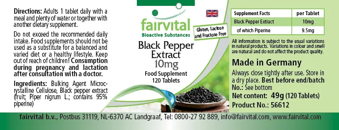 Zwarte peper extract 10mg