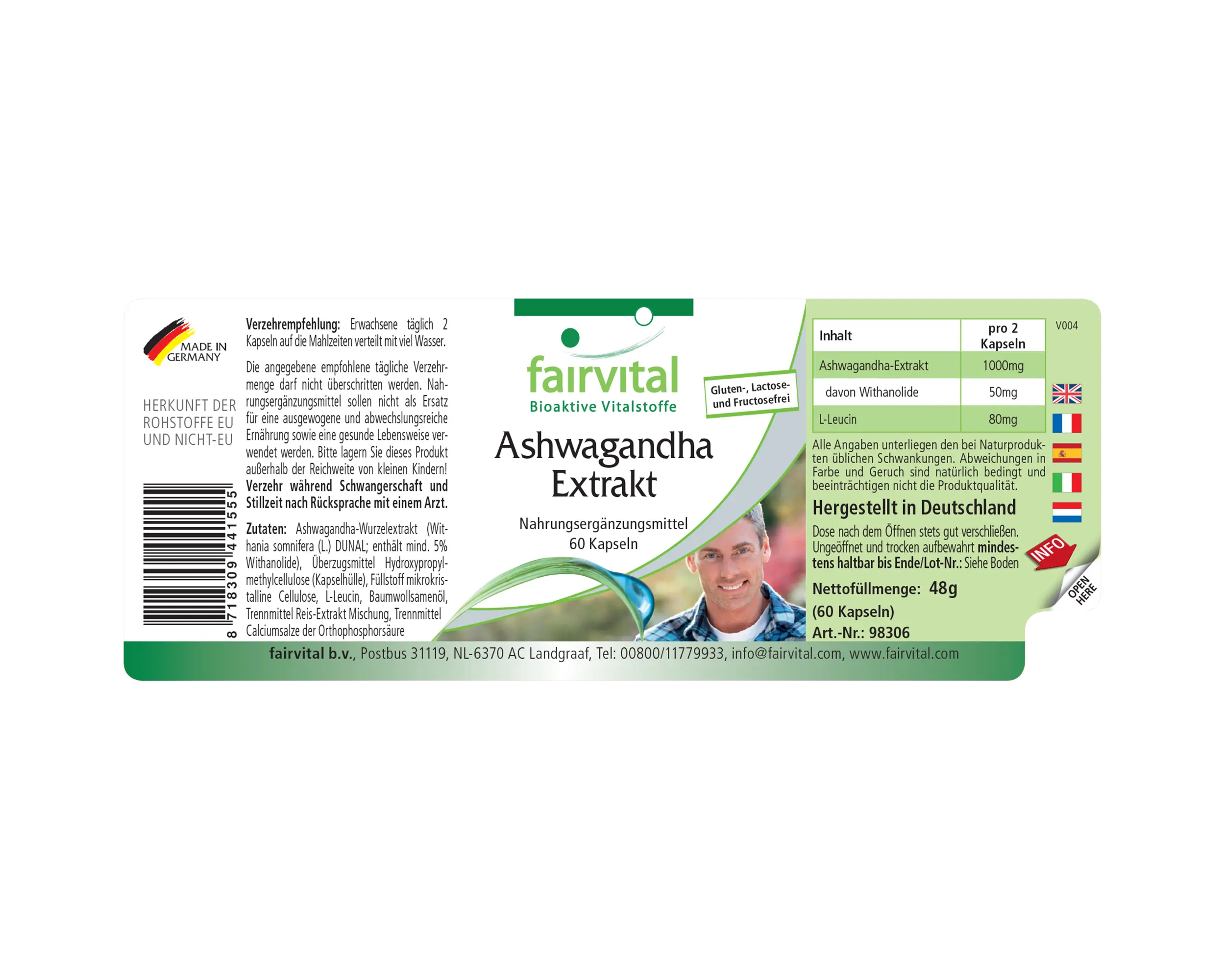 Ashwagandha Extrakt - 60 Kapseln  - Hochdosiert und Vegan | Fairvital