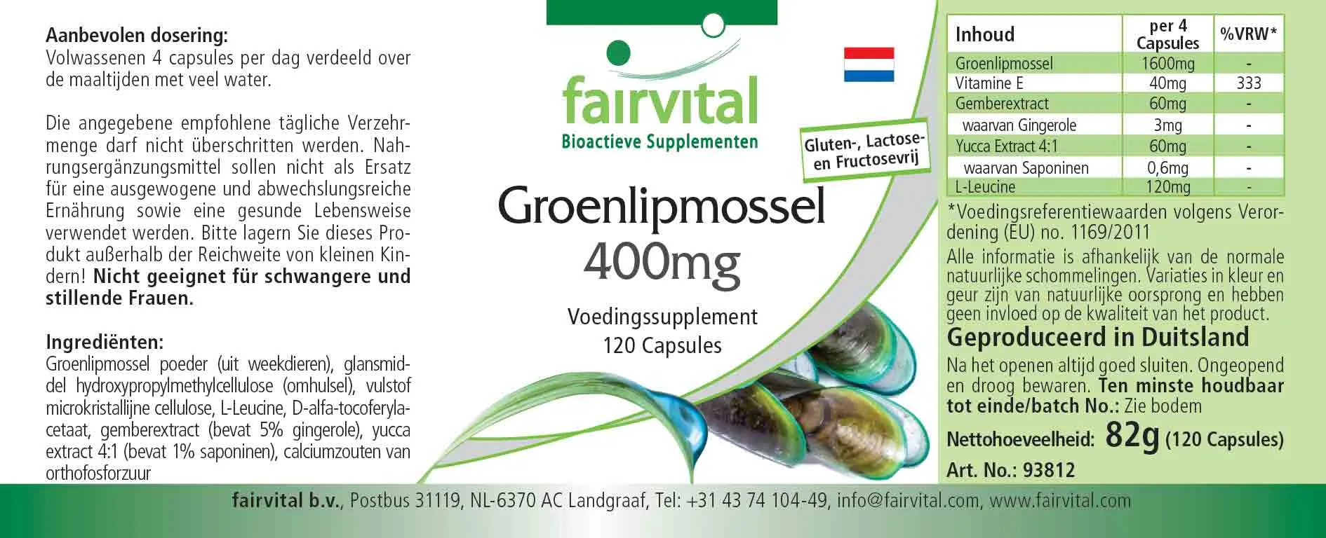 Green-lipped mussel 400mg - 120 capsules