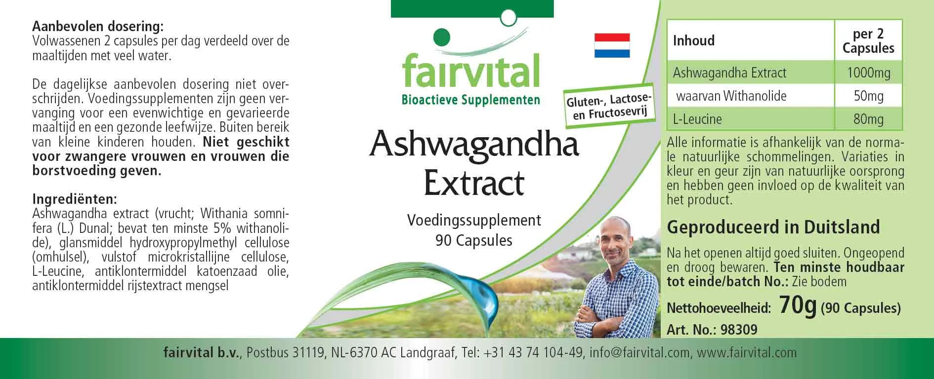 Ashwagandha extract 500mg - 90 Capsules